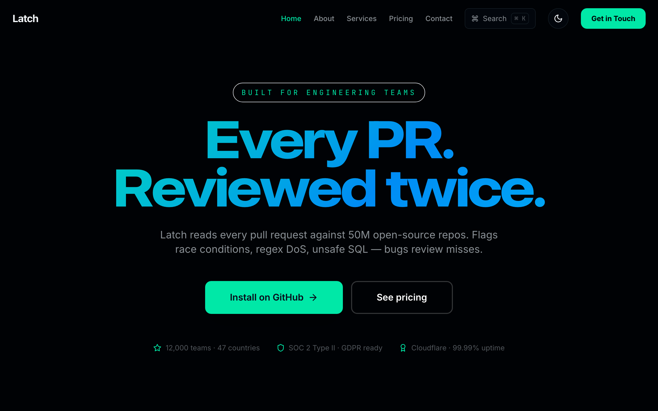 Homepage screenshot of Latch